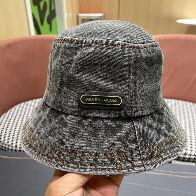 Prada Washed Gray Denim Bucket Hat 8