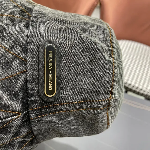 Prada Washed Gray Denim Bucket Hat 9