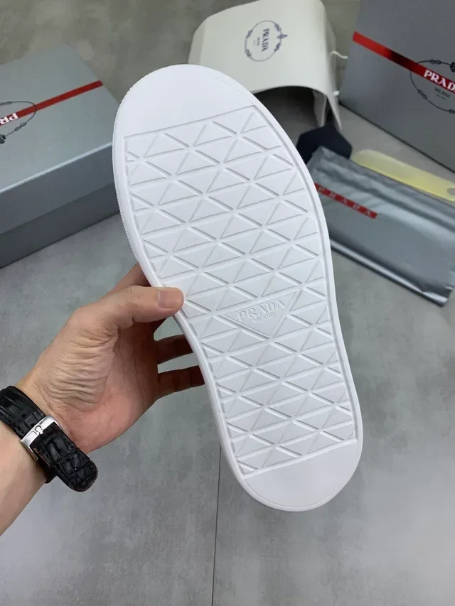 Prada White Red Leather Side Panel Lifestyle Sneakers 2