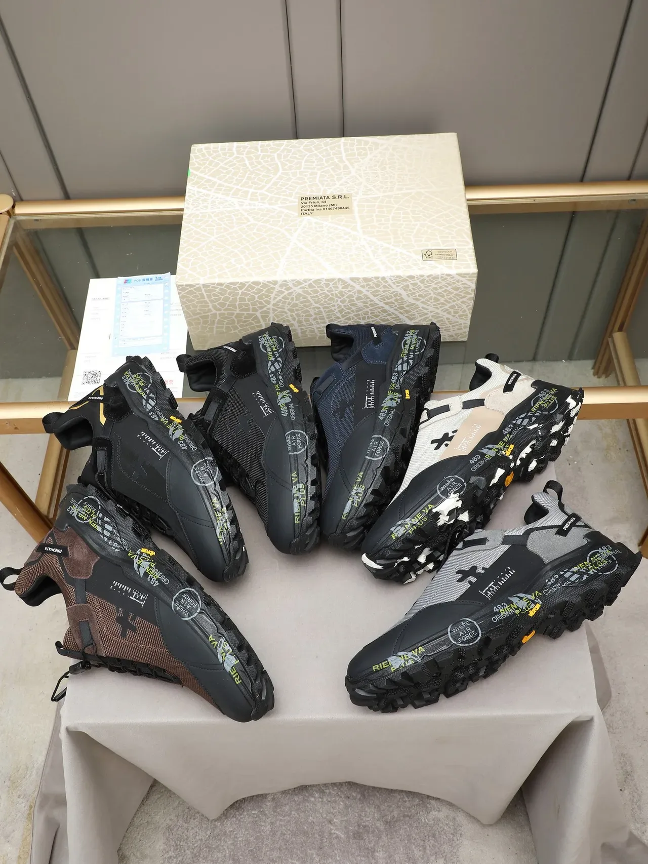 Premiata Gray Black Laceless Toggle Closure Mixed Upper Chunky Sneakers 2