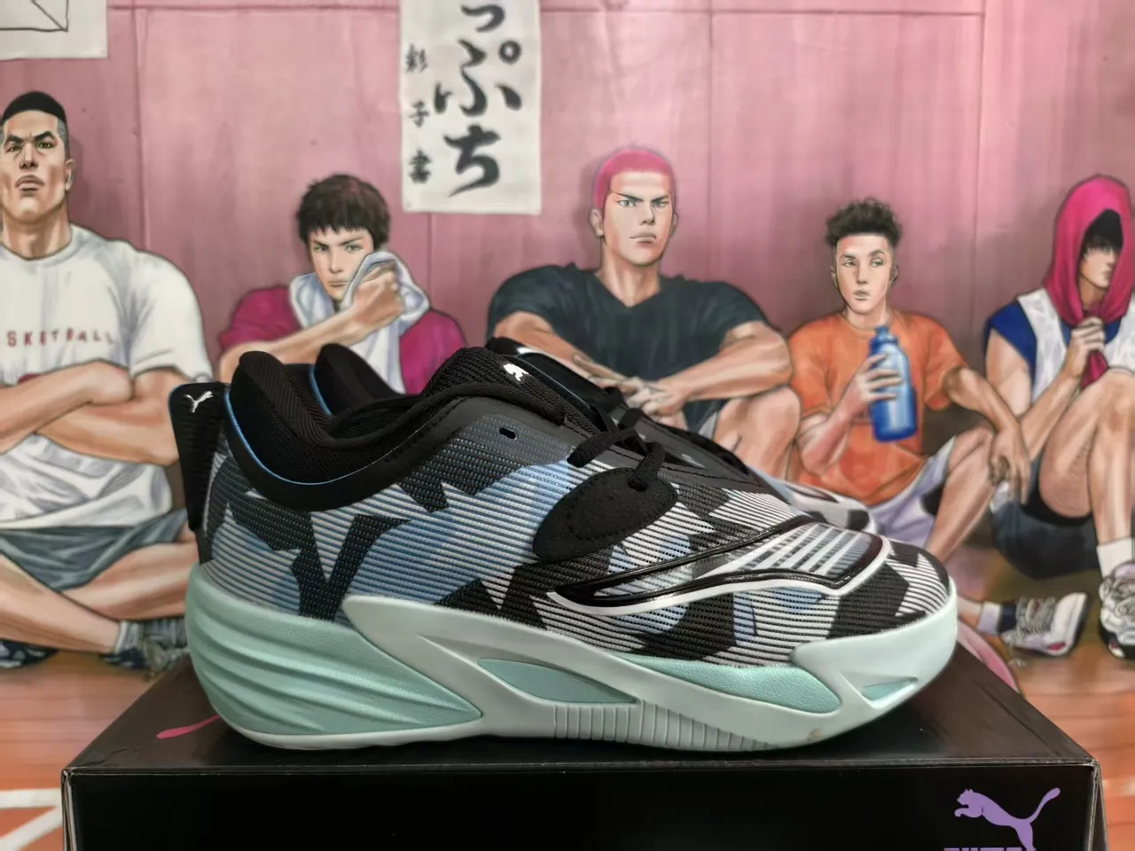 Puma ALLPRO Ultrawave Camo Black Mint Green Sapatos de basquete 3