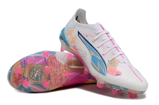 Puma Future Z White Multicolor Low-Cut Knit Upper Asymmetrical Lacing Firm-Ground Soccer Shoes 4