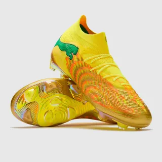 Puma Future Z पीला इरिडेसेन्ट गोल्ड फ्लेम फर्म-ग्राउंड सॉकर शूज