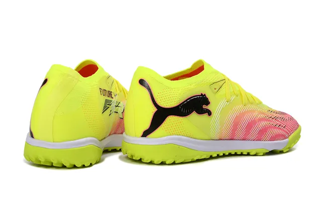 Puma Future Z أحذية كرة القدم للعشب الاصطناعي أصفر وردي منخفض القطع مع وجه علوي متدرج 5