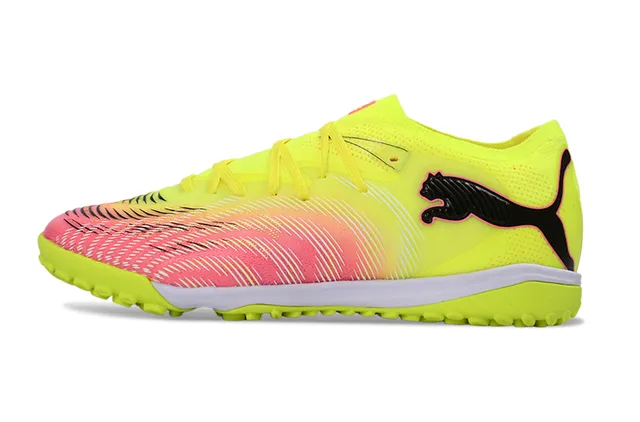 Puma Future Z أحذية كرة القدم للعشب الاصطناعي أصفر وردي منخفض القطع مع وجه علوي متدرج 7