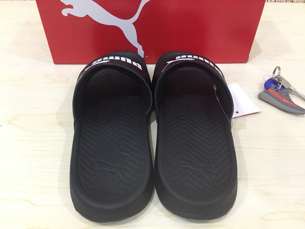 Puma Slide Black White Logo Slippers 3