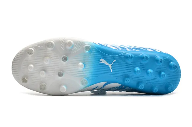 Puma Blanc Bleu Upper Tricot Dynamic Wave Graphics Firm-Ground Chaussures de Football 6