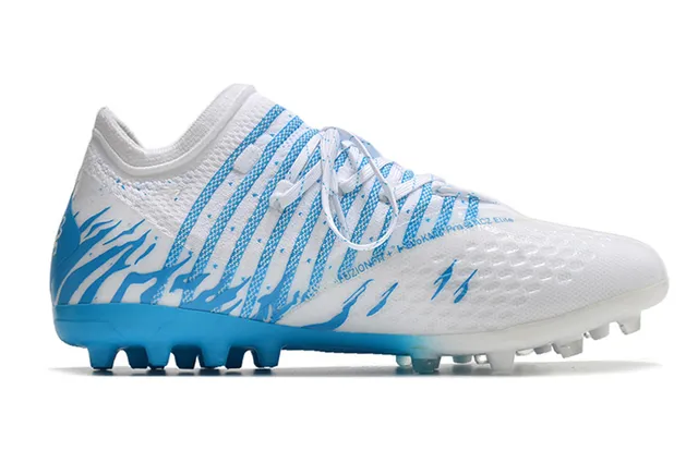 Puma Blanc Bleu Upper Tricot Dynamic Wave Graphics Firm-Ground Chaussures de Football 7