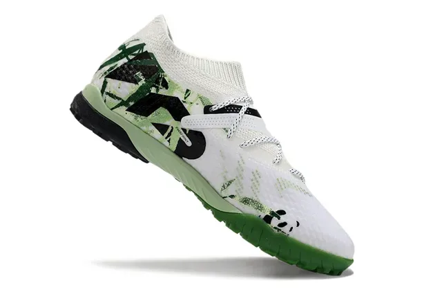 Puma White Green Knit Upper Sock-Fit Collar Sneakers 2