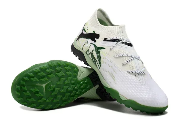 Puma White Green Knit Upper Sock-Fit Collar Sneakers 4