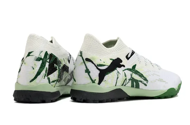 Puma White Green Knit Upper Sock-Fit Collar Sneakers 5