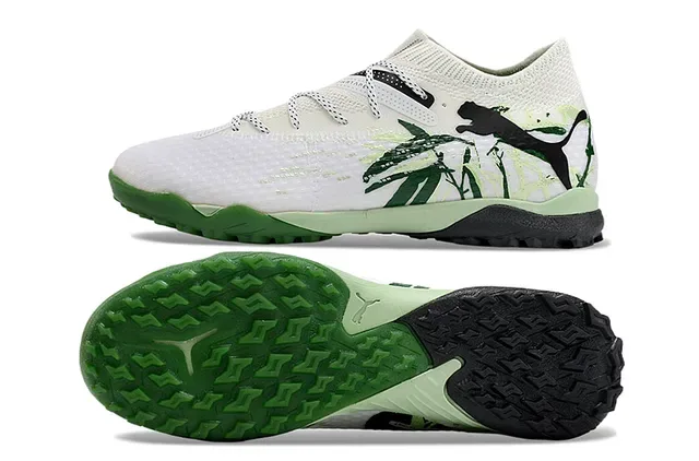 Puma White Green Knit Upper Sock-Fit Collar Sneakers 6