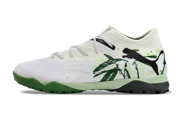Puma White Green Knit Upper Sock-Fit Collar Sneakers 7