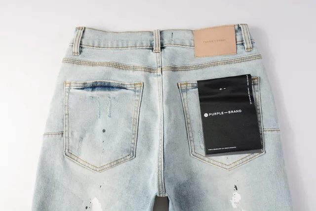 Purple Brand Distressed Paint-Splatter Light-Wash Denim Shorts 4