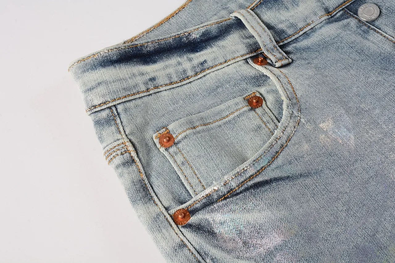Purple Brand Holographic Light-Wash Slim-Fit Jeans 11