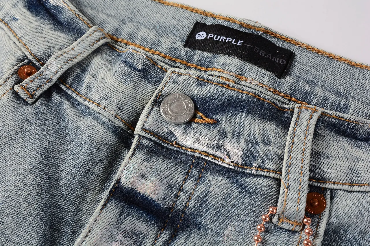 Purple Brand Holographic Light-Wash Slim-Fit Jeans 14