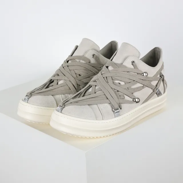 Rick Owens Geobasket Gray Suede Webbed Strap Lifestyle Sneakers 2