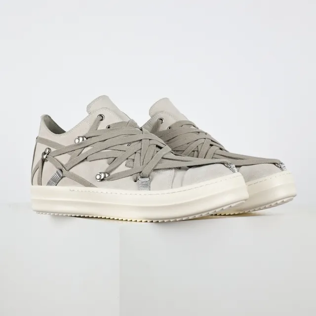 Rick Owens Geobasket Gray Suede Webbed Strap Lifestyle Sneakers 3