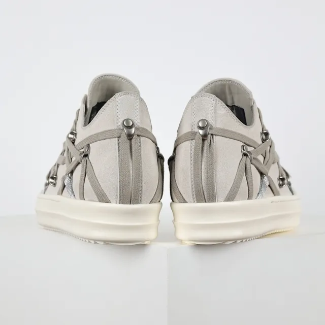 Rick Owens Geobasket Gray Suede Webbed Strap Lifestyle Sneakers 8