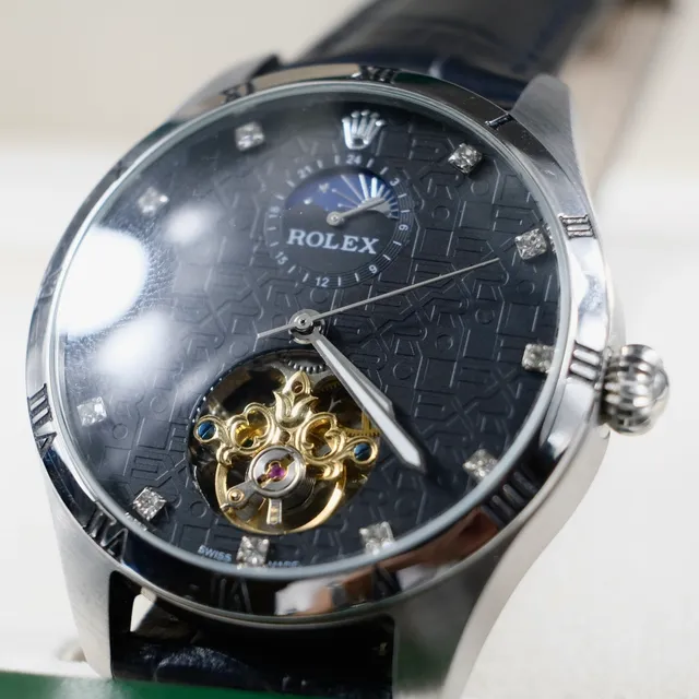Rolex Cellini Moonphase Tourbillon Cadran Noir Montre Mécanique 3