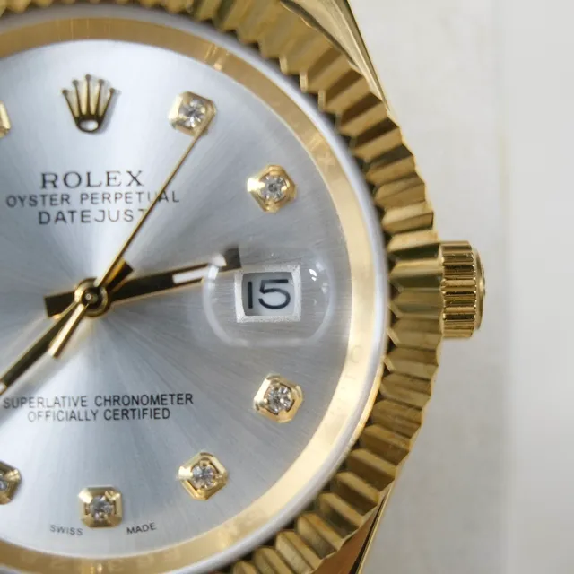 Rolex Datejust Gold-tone Fluted Bezel Diamond Dial Mechanical Watch 8