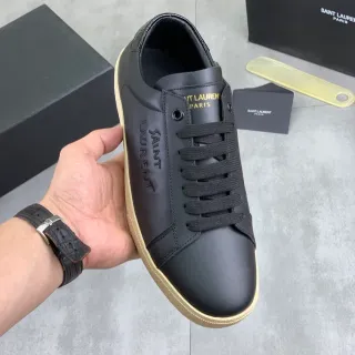 Saint Laurent 黑色 米色 皮革鞋面 压印品牌 生活方式运动鞋