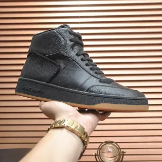 Saint Laurent Black Textured Leather High-Top Lifestyle Sneakers