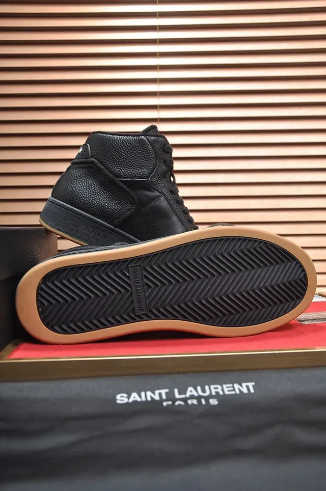 Saint Laurent Sneakers Lifestyle Noir en Cuir Texturé à talons hauts 7