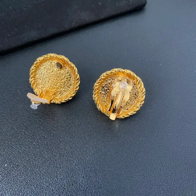 Saint Laurent Brincos Stud Ouro Trançados de Pérola 5