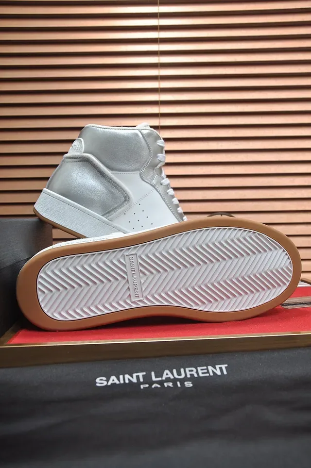 Saint Laurent حذاء رياضي هوت توب فضي معدني لايف ستايل 7
