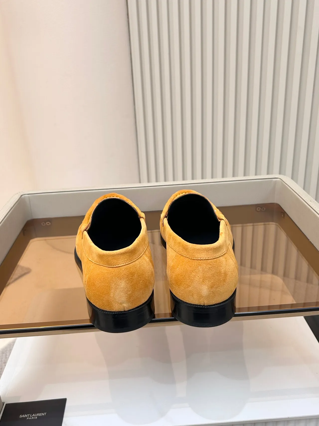 Saint Laurent mocassin jaune noir daim supérieur moc-toe couture mocassin 3
