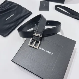 Saint Laurent Monogram Belt حزام جلد أسود