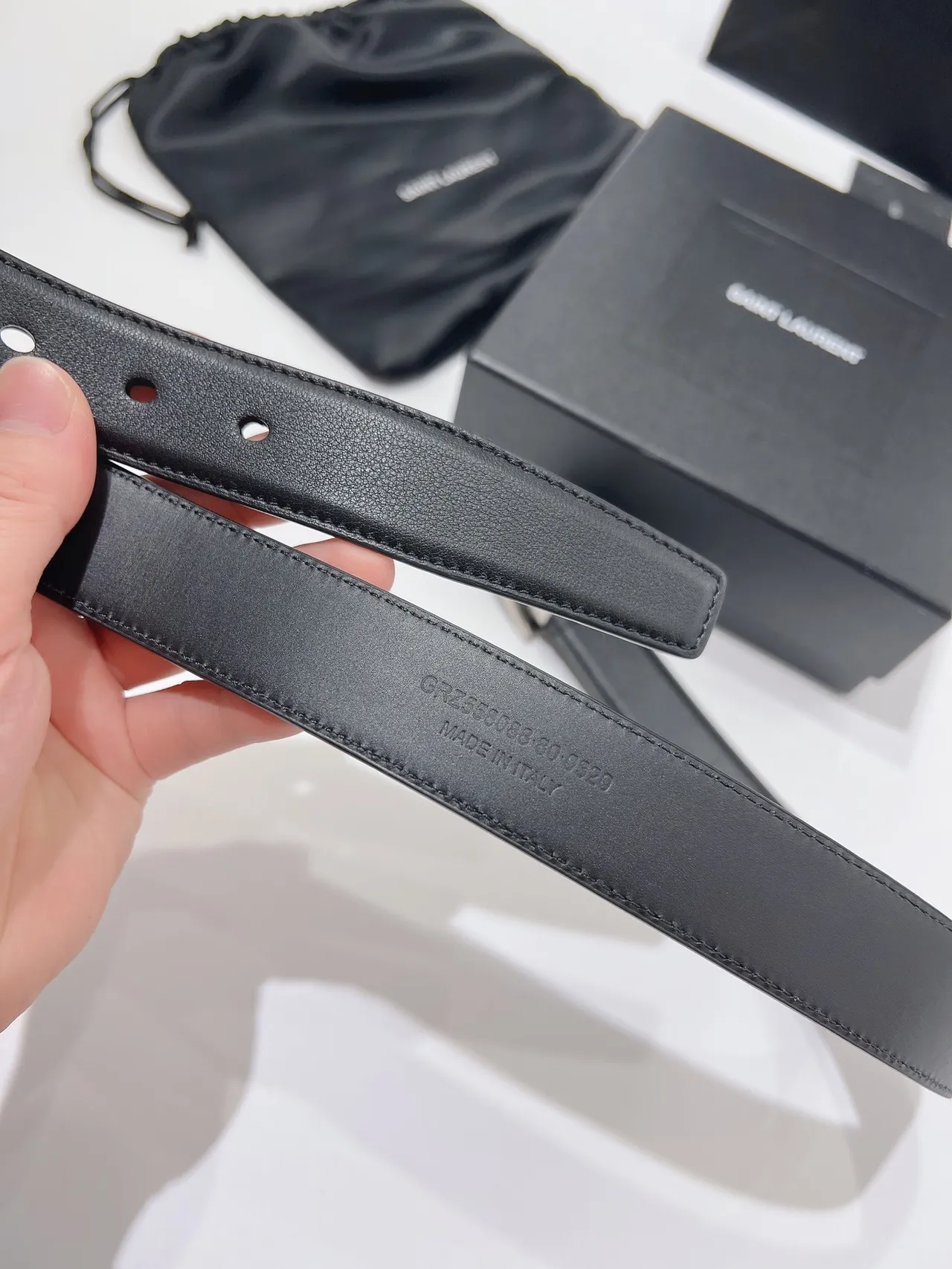 Saint Laurent Monogram Belt Black Leather Belt 3