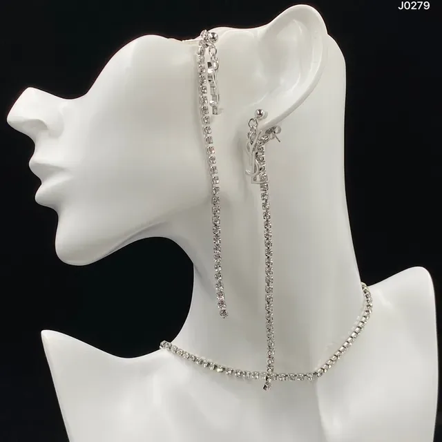 Saint Laurent Monogram Pavé Chain Collier argent cristal transparent YSL 3