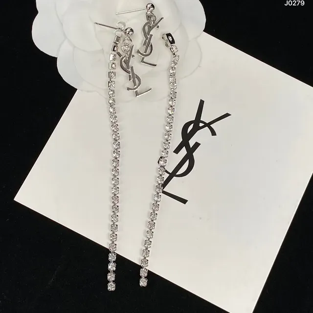 Saint Laurent Monogram Pavé Chain Collier argent cristal transparent YSL 6