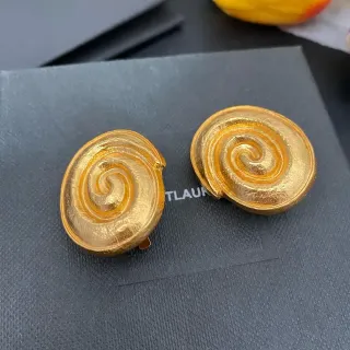 Saint Laurent Spiral Gold Clip-On Earrings
