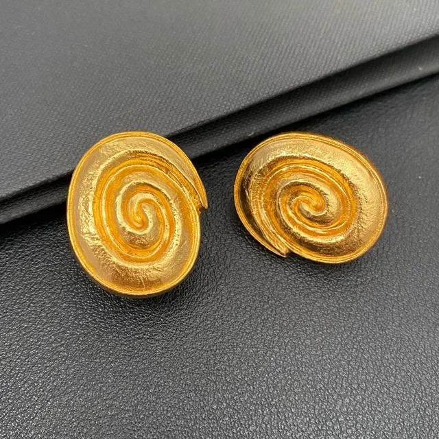 Saint Laurent Brincos Clip-On Espiral Dourado 8