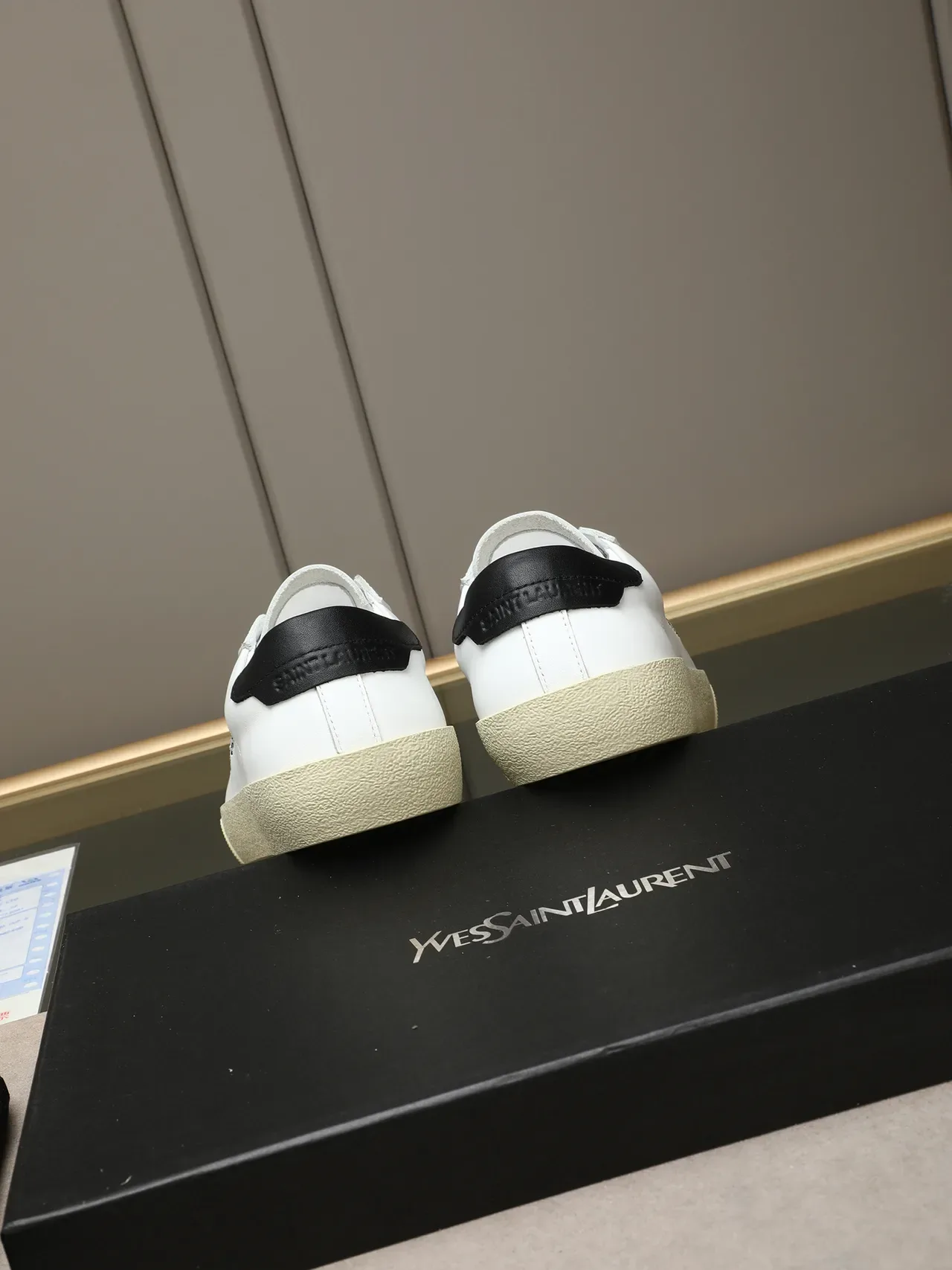 Saint Laurent White Black Leather Upper Embroidered Logo Lifestyle Sneakers 4