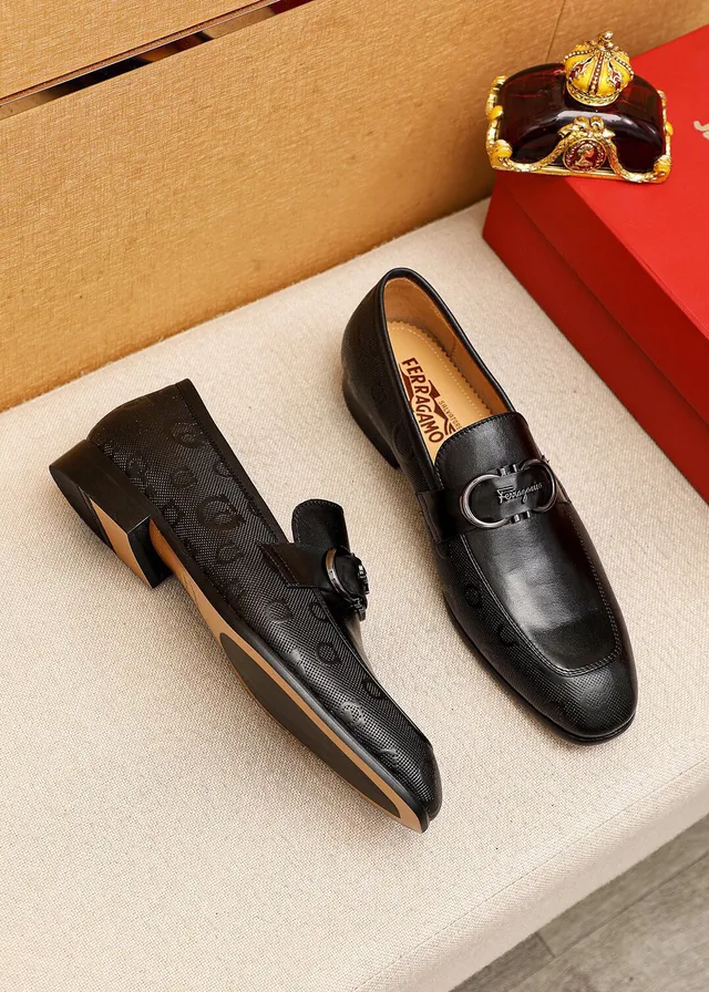 Salvatore Ferragamo Gancini Black Leather Gancini Buckle Loafers 3