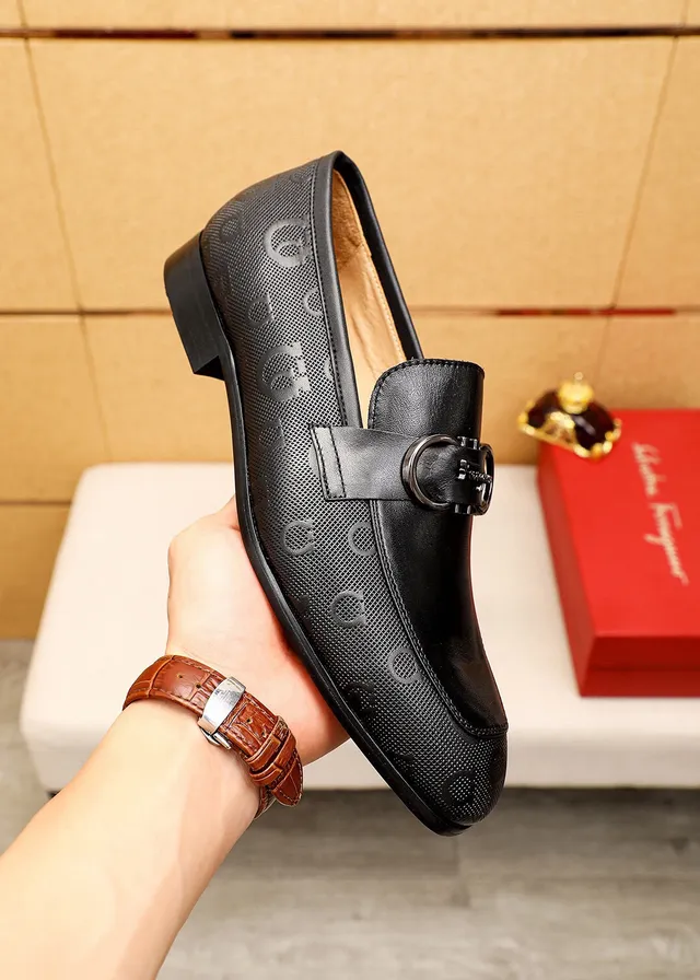 Salvatore Ferragamo Gancini Black Leather Gancini Buckle Loafers 5
