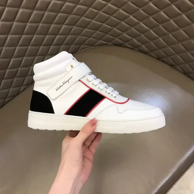 Salvatore Ferragamo Gancini White Red High-Top Ankle Strap Lifestyle Sneakers 5