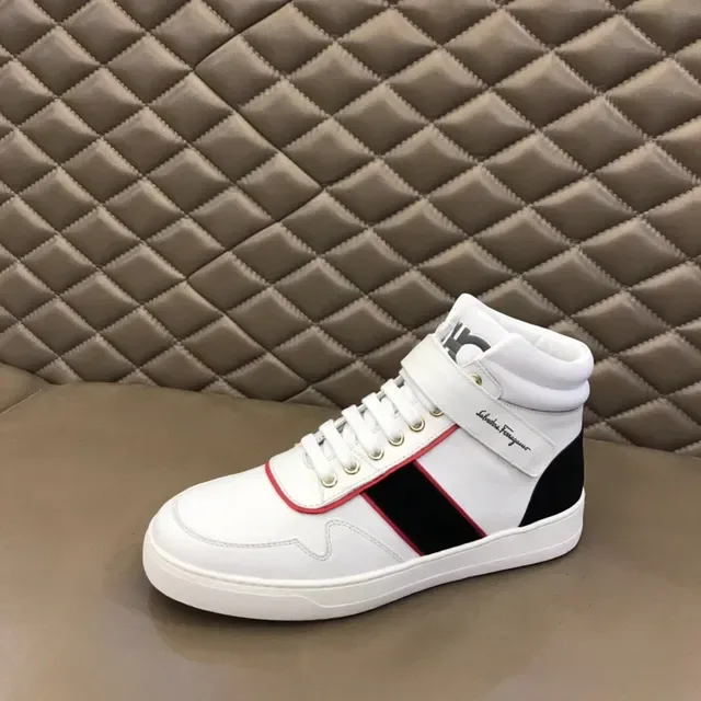 Salvatore Ferragamo Gancini White Red High-Top Ankle Strap Lifestyle Sneakers 6
