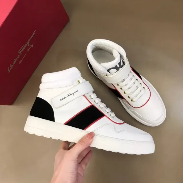 Salvatore Ferragamo Gancini White Red High-Top Ankle Strap Lifestyle Sneakers 7