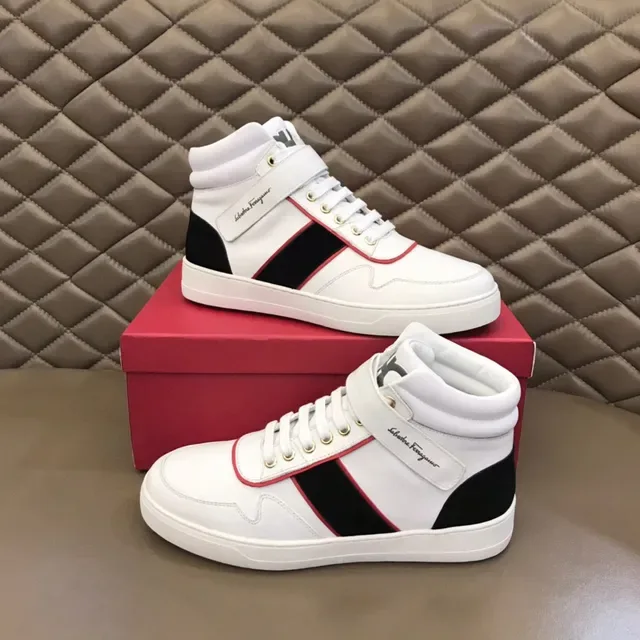 Salvatore Ferragamo Gancini White Red High-Top Ankle Strap Lifestyle Sneakers 8