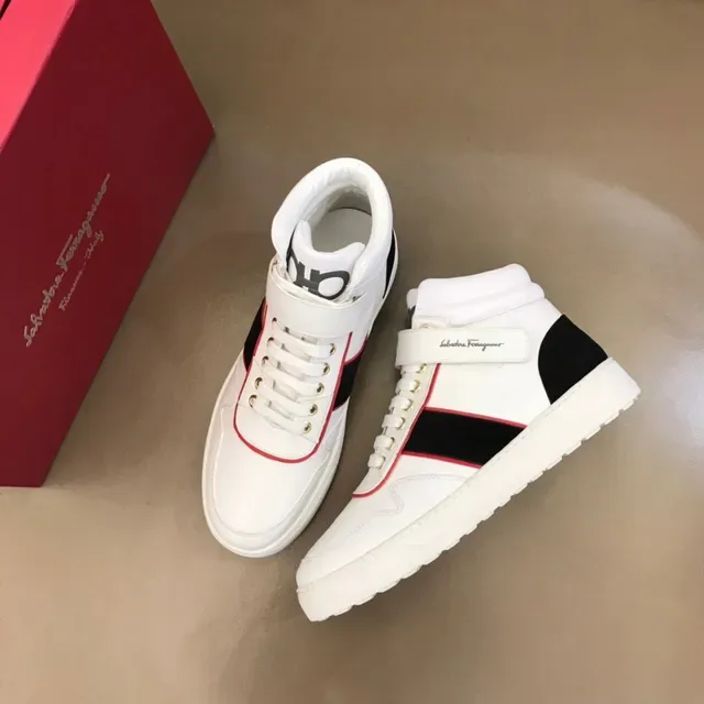 Salvatore Ferragamo Gancini White Red High-Top Ankle Strap Lifestyle Sneakers 9