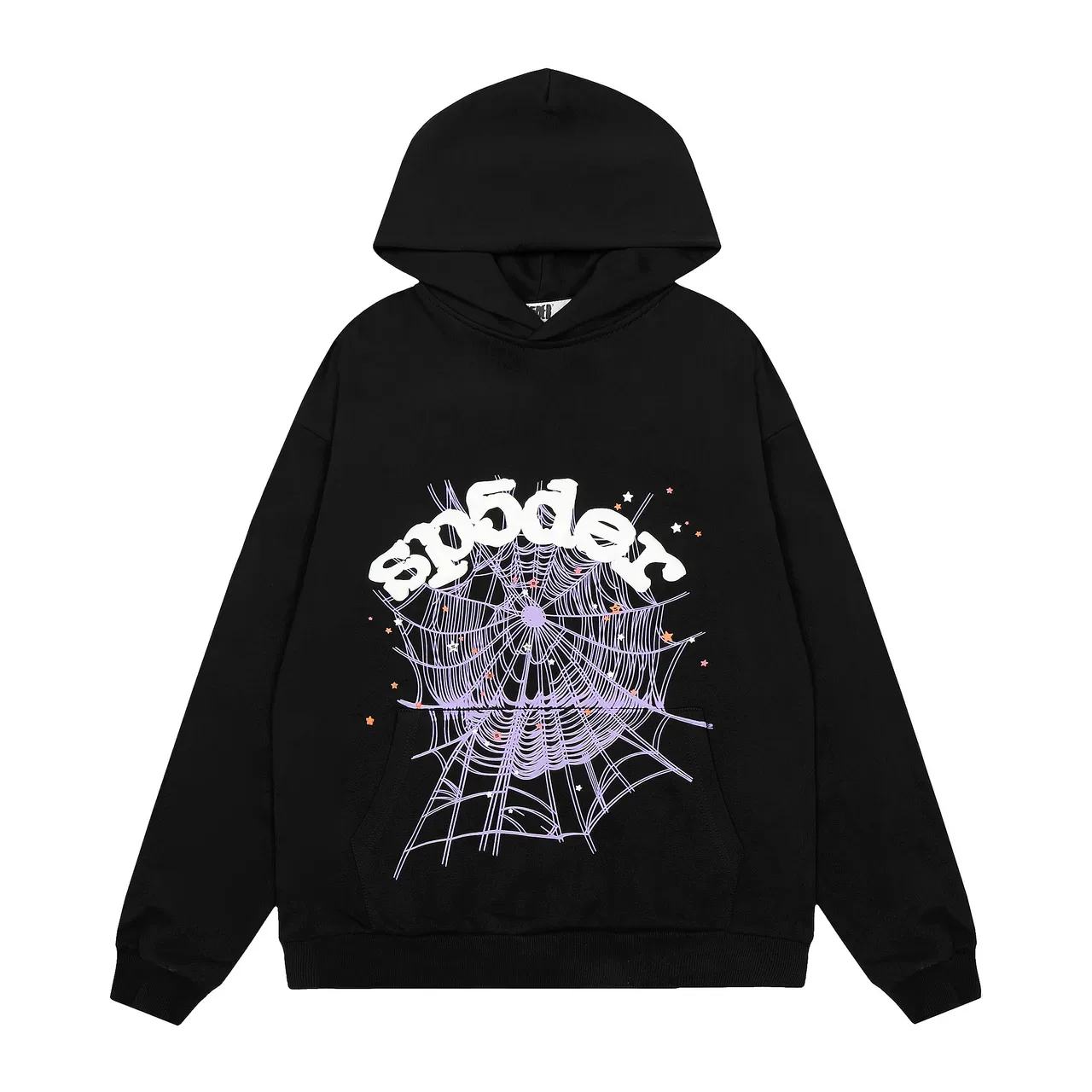 Sp5der Preto Roxo Oversized Fit Estampa Gráfica Frontal Hoodie 5