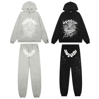 Sp5der Spiderweb Graphic Gray White Oversized Fit Tracksuit