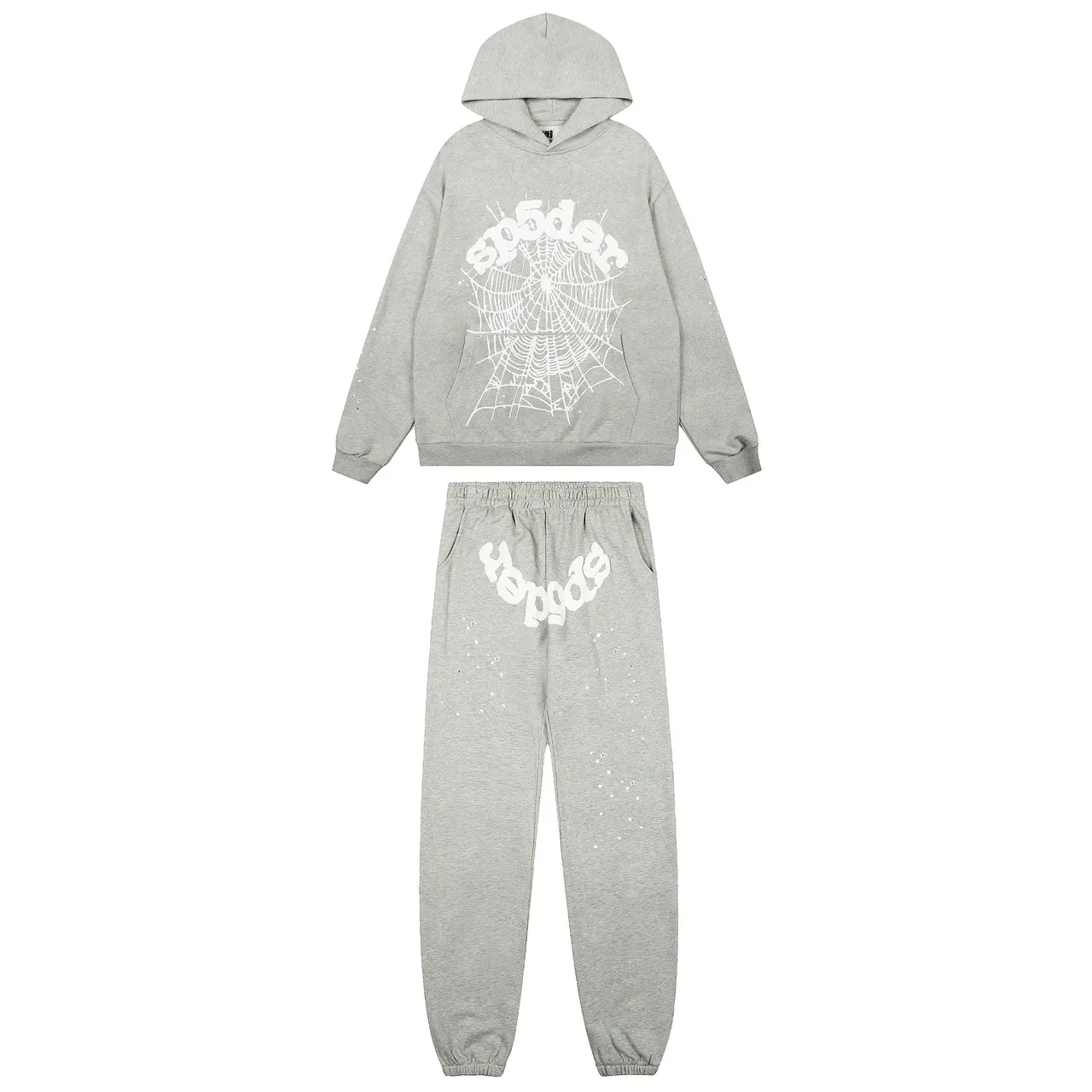 Sp5der Spiderweb Graphic Gray White Oversized Fit Tracksuit 2