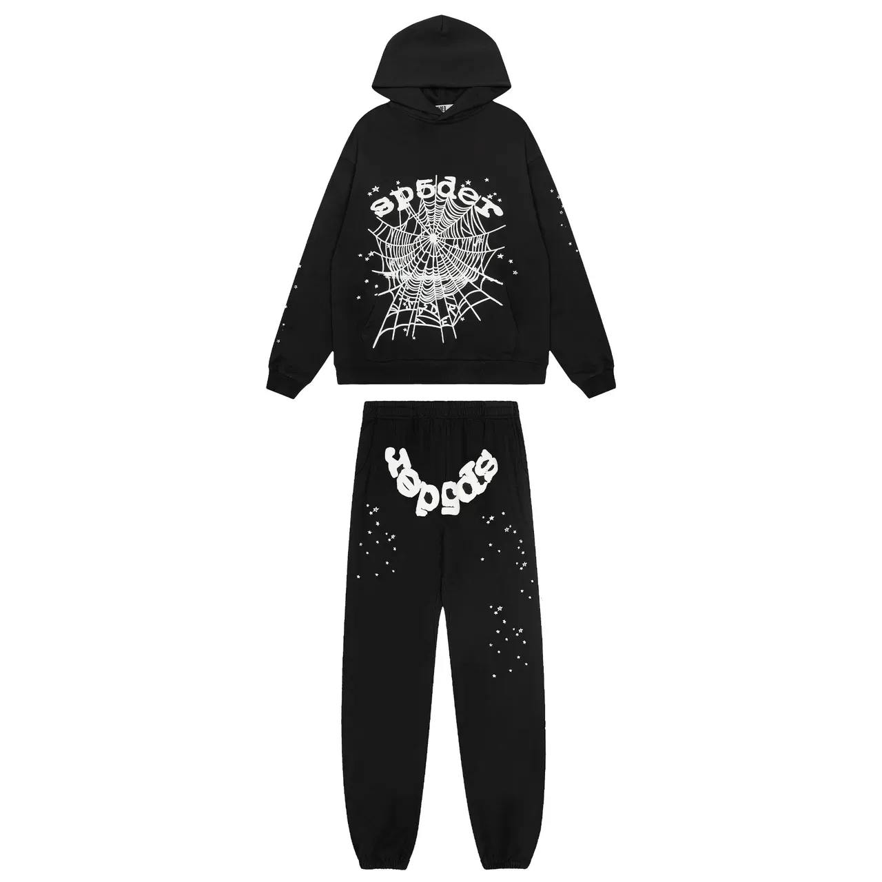 Sp5der Spiderweb Graphic Gray White Oversized Fit Tracksuit 3