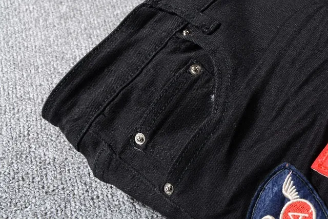 Stussy Black Multicolor Distressed Patchwork Jeans 9